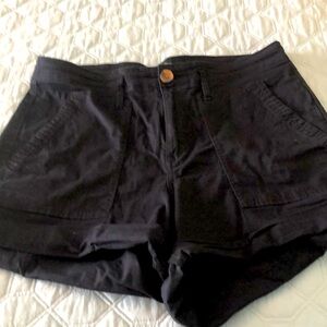 Cotton spandex black shorts.
